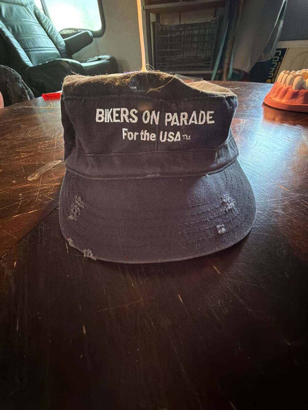 Bikers on Parade Distressed Cadet Hat Black Cotton